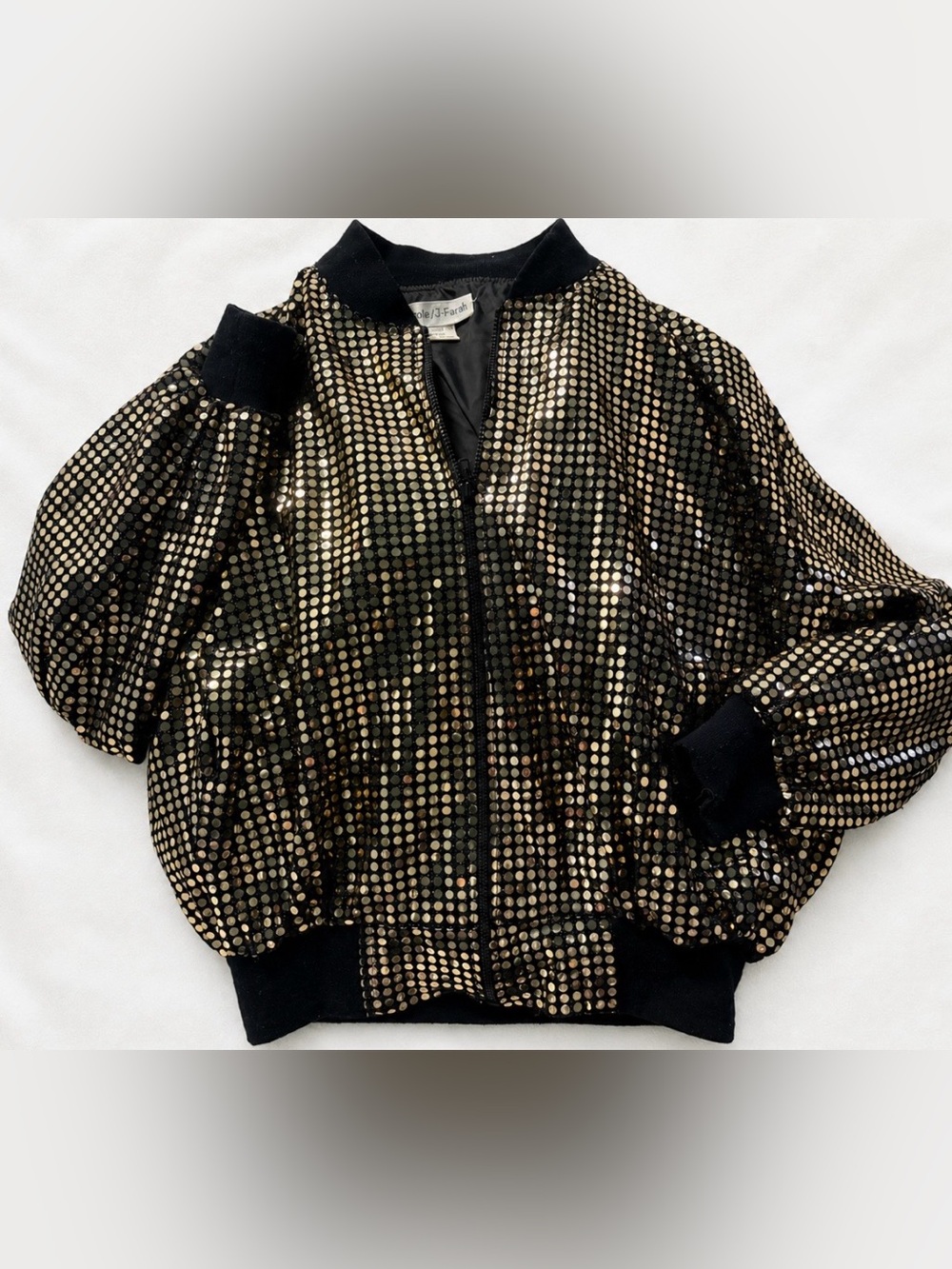 Farah Women's Gold Sequin Bomber Jacket